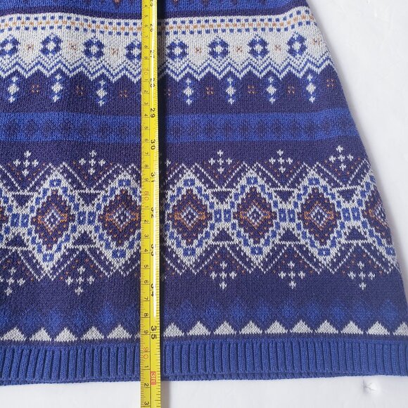 Athleta Fara Fair Isle Sweater Stretch Knit Cotton Blue Sweater Dress - Picture 8 of 10